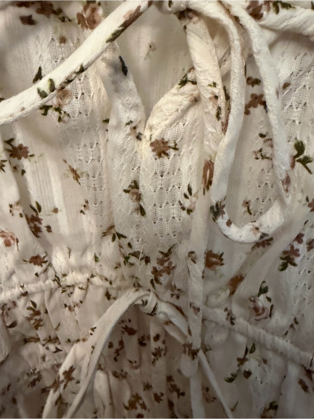 Ellen Tracy Cream Floral Tie-Front Peplum Blouse - Picture 7 of 8